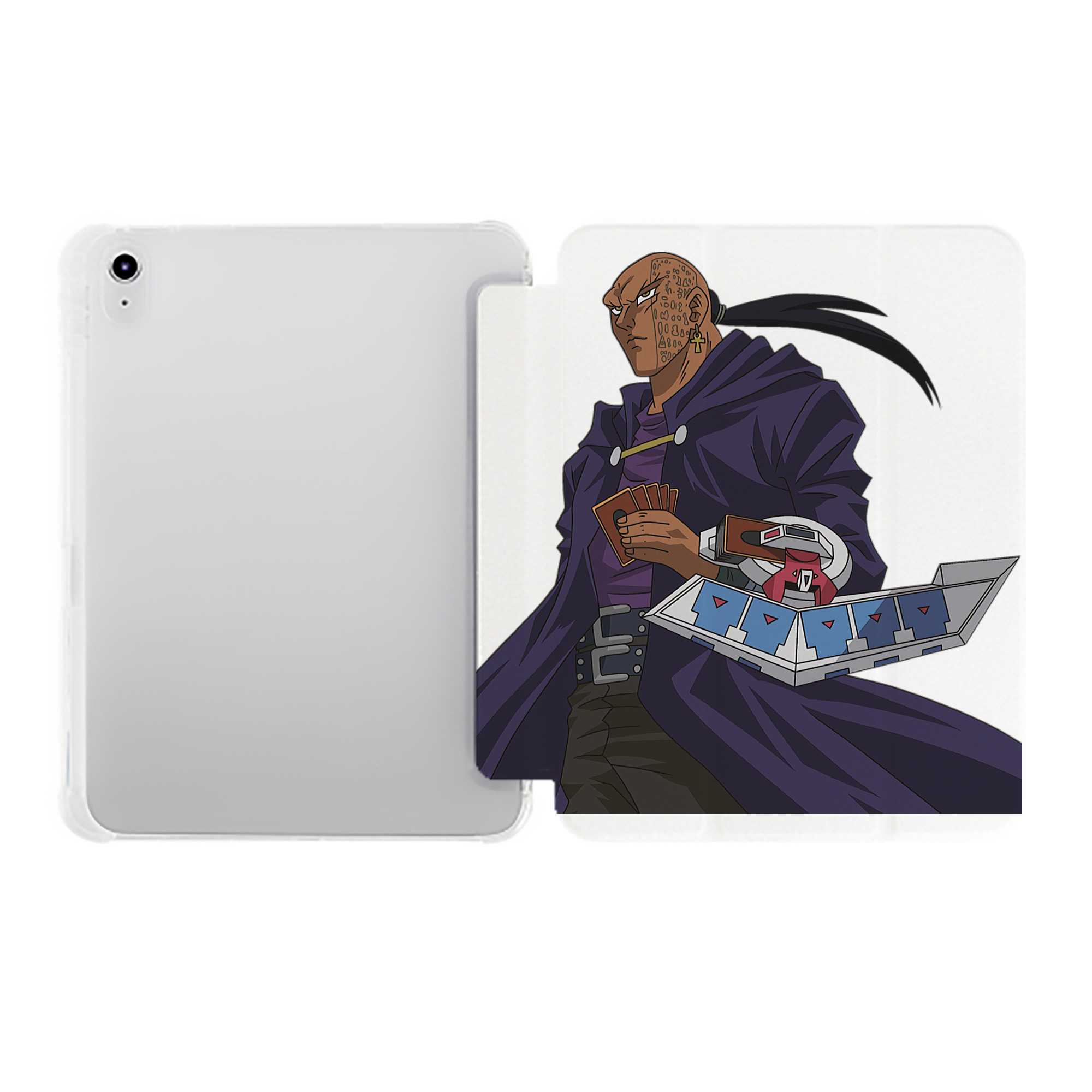 （画像用） 遊☆戯☆王 Yu-Gi-Oh! IPad ケース ペン収納付き 三つ折りスタンド PUレザー×シリコン 対応機種9.5/10.5/10.9インチ